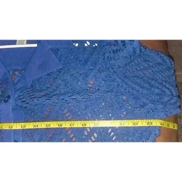 Drapers & Damons Women's Blue Chenille Duster Cardigan PXL Petite Open Front - Picture 8 of 8